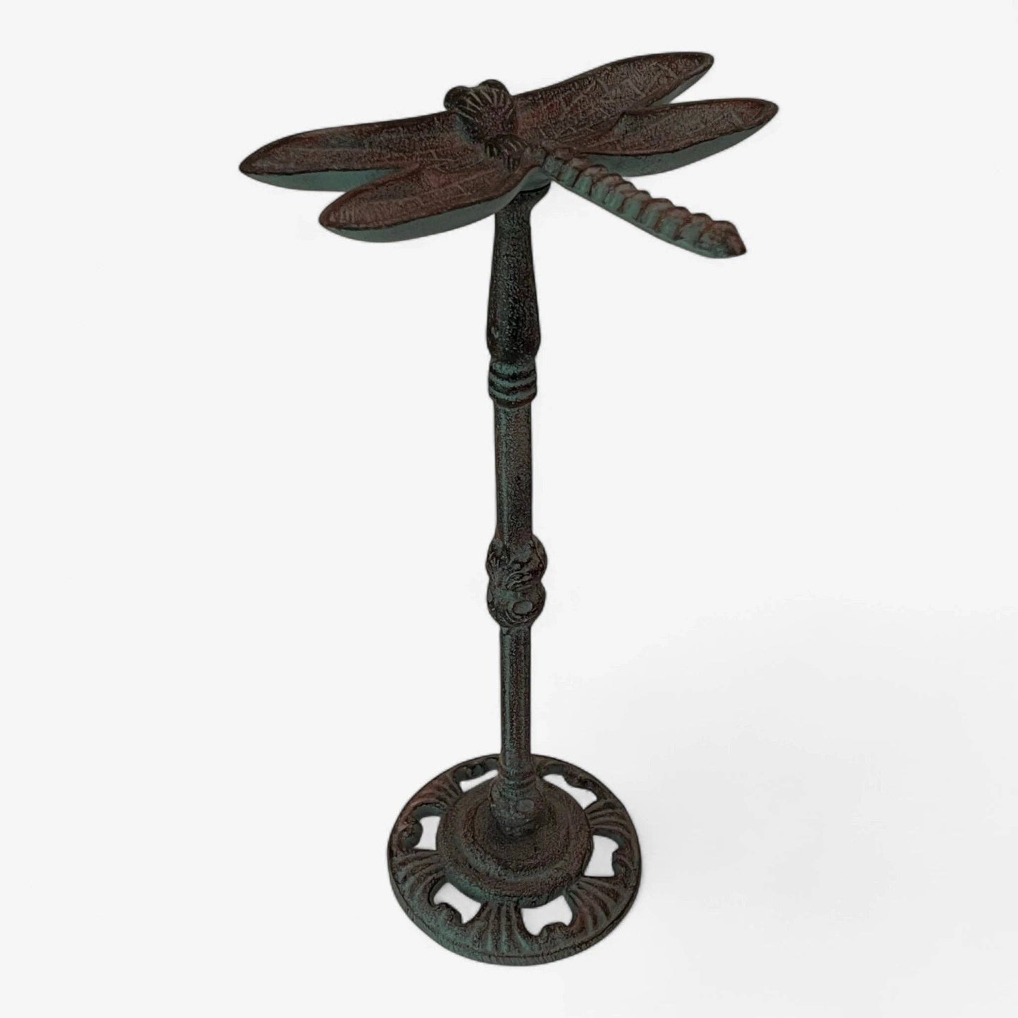 Dragonfly Bird Feeder, Cast Iron Pedestal for Patio or Garden