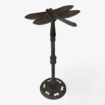 Dragonfly Bird Feeder, Cast Iron Pedestal for Patio or Garden