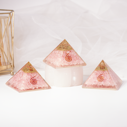 Orgone Pyramid | Rose Quartz with Crystal Point Pyramid