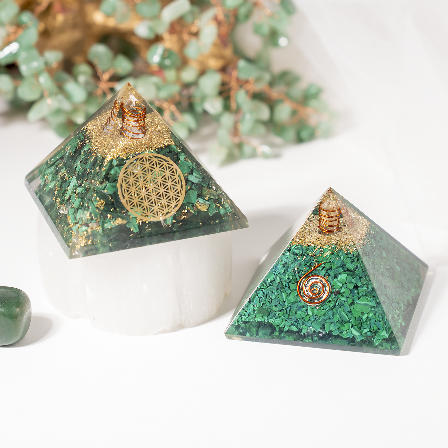 Orgone Pyramid |Synthetic Malachite | Crystal Energy Pyramid