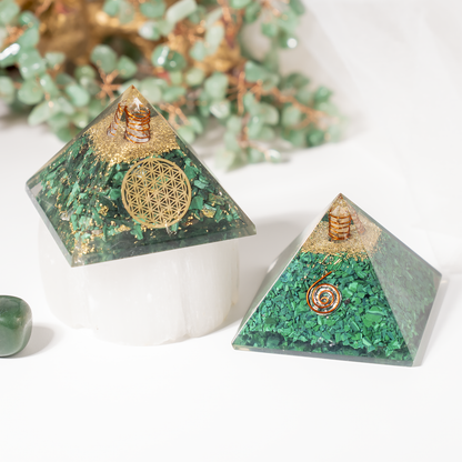 Orgone Pyramid |Synthetic Malachite | Crystal Energy Pyramid