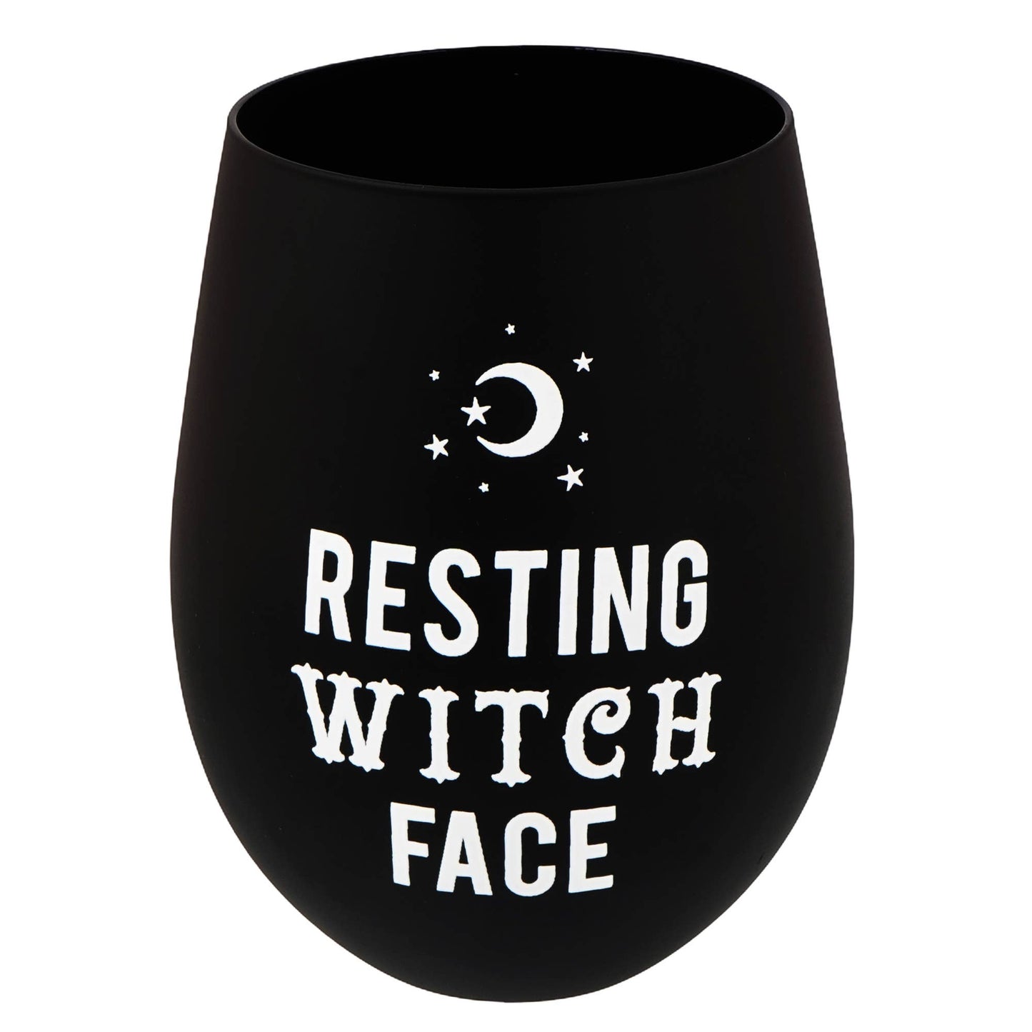Resting Witch Face Stemless Wine Glass