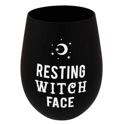 Resting Witch Face Stemless Wine Glass