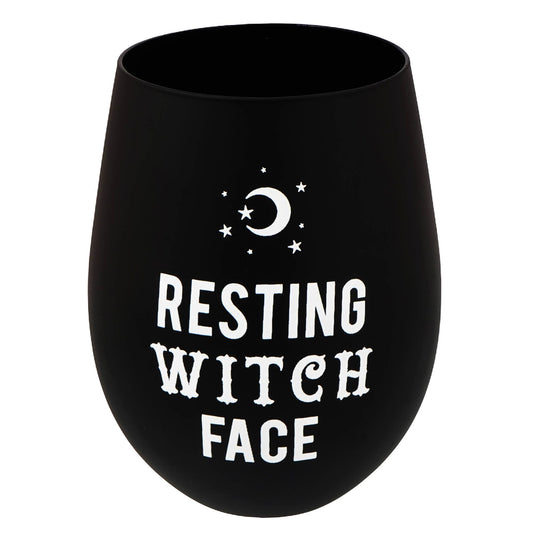 Resting Witch Face Stemless Wine Glass