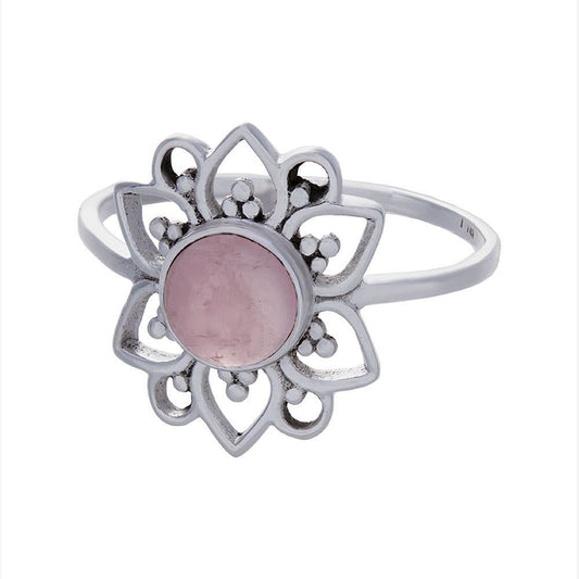 Rose Quartz Flower Ring