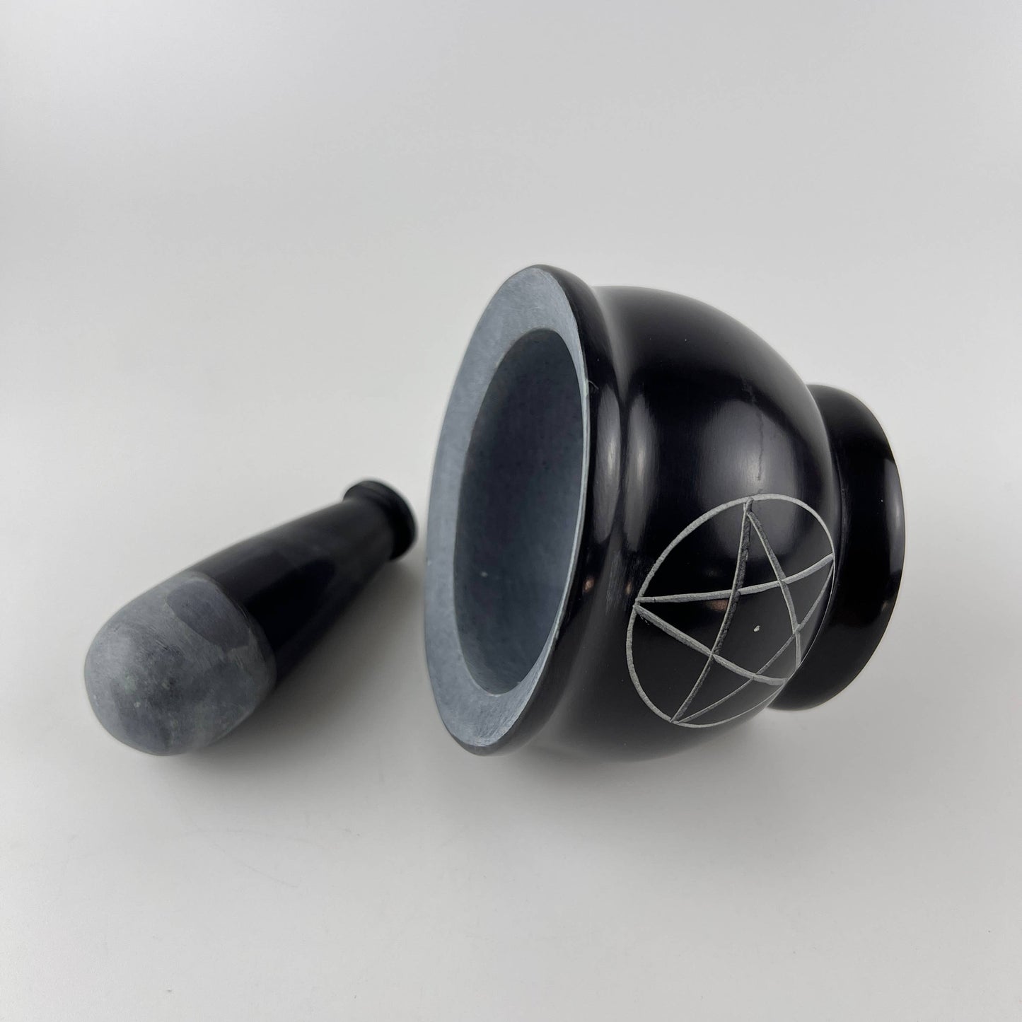3-Pentacle Soapstone Mortar & Pestle - 3"H, 4"D SBR519