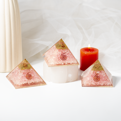 Orgone Pyramid | Rose Quartz with Crystal Point Pyramid