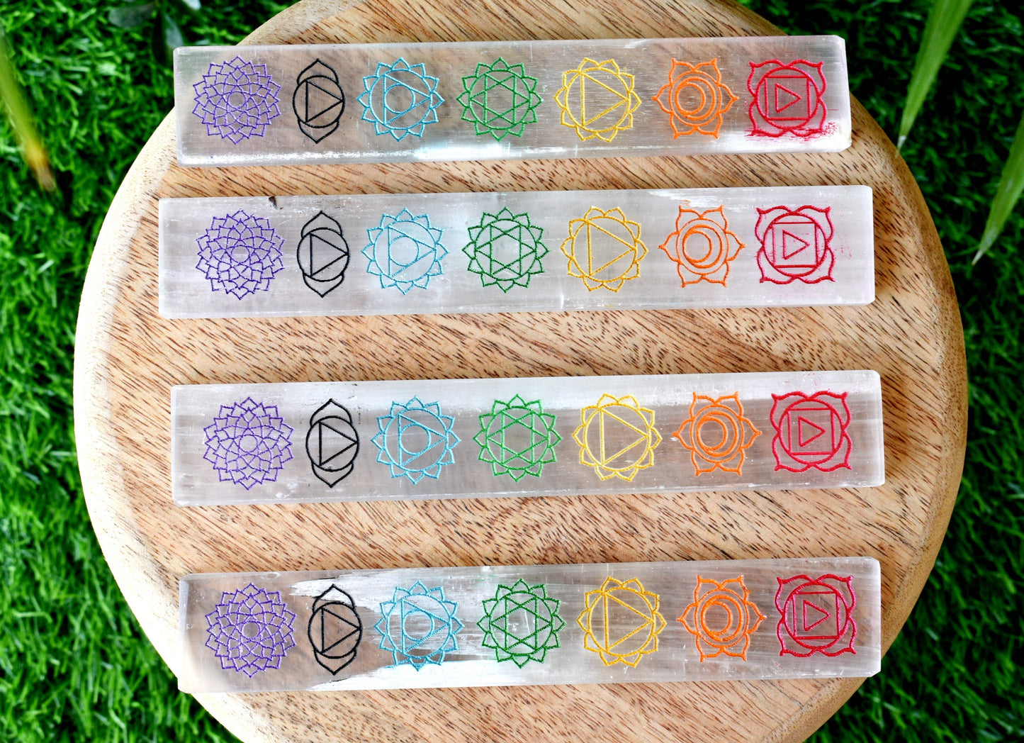 6inches Selenite Charging Plate, Seven Chakra Selenite Plate