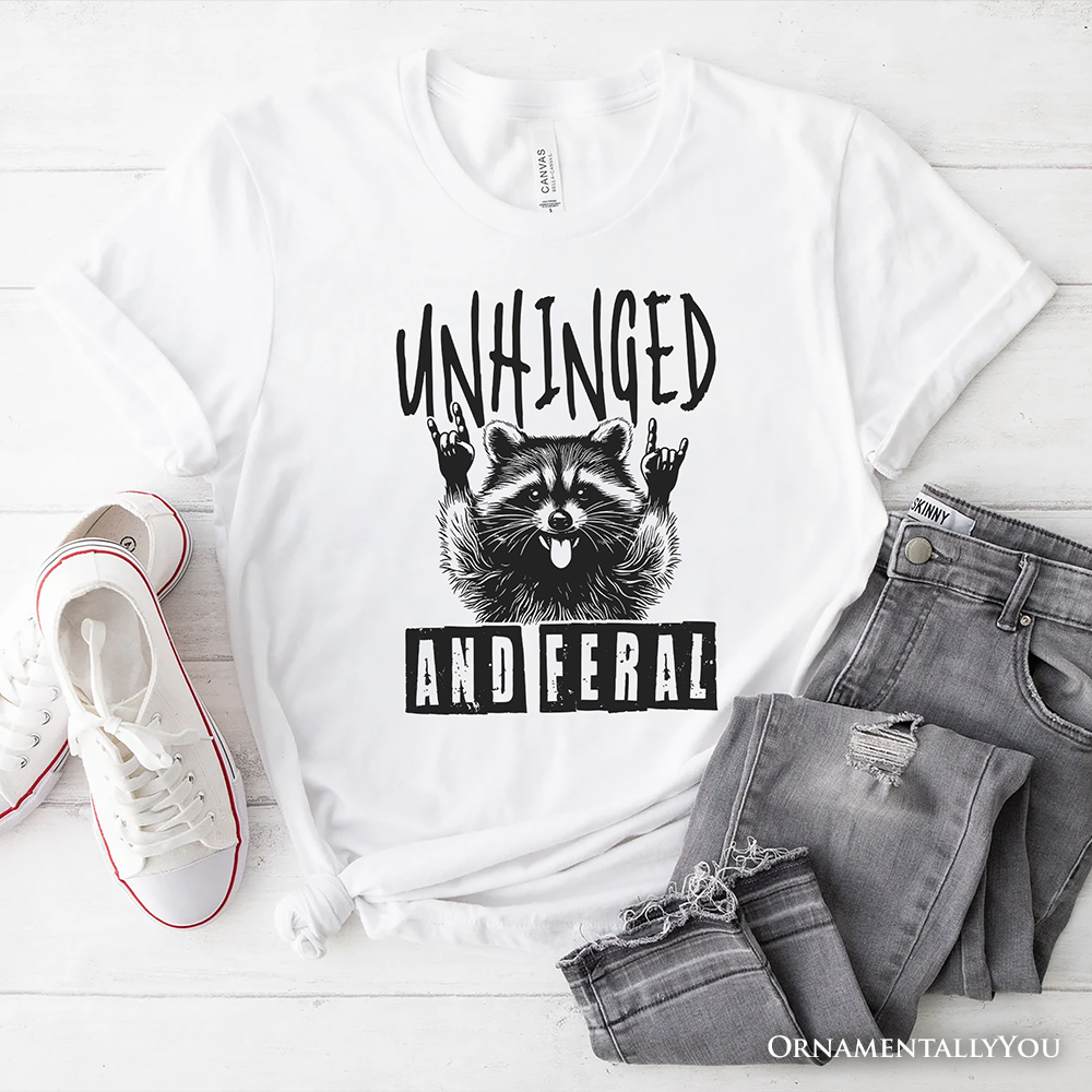 Unhinged and Feral Raccoon T-Shirt, Funny Rock Hands Tee