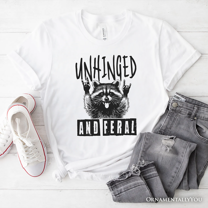 Unhinged and Feral Raccoon T-Shirt, Funny Rock Hands Tee