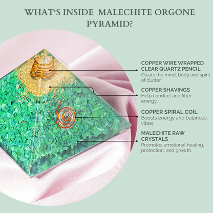 Orgone Pyramid |Synthetic Malachite | Crystal Energy Pyramid