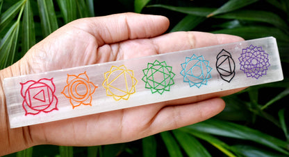6inches Selenite Charging Plate, Seven Chakra Selenite Plate