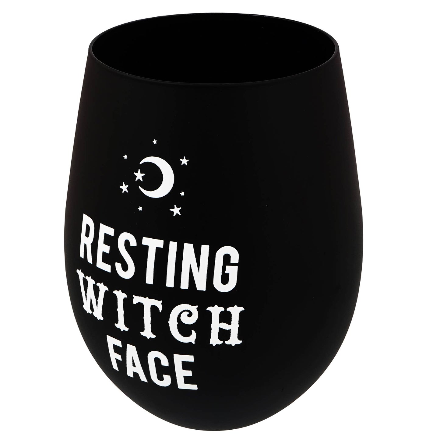 Resting Witch Face Stemless Wine Glass