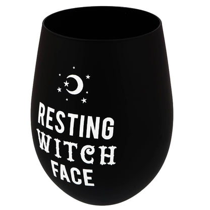 Resting Witch Face Stemless Wine Glass