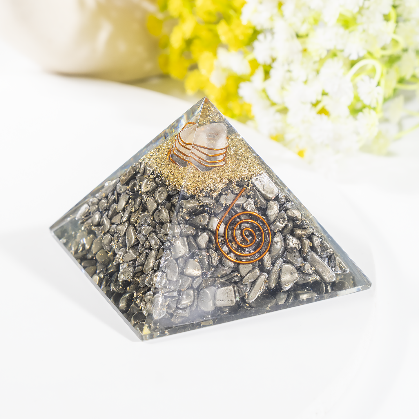Orgone Pyramid | Pyrite | Healing Crystal | Gemstone Pyramid