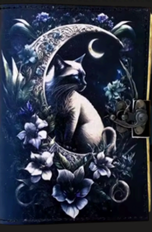 Leather Journal - 6"x8" - Cat & Moon