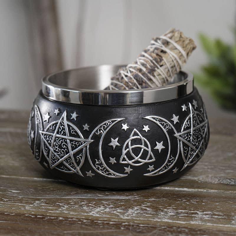 Triple Moon Resin Smudge Ritual Offering Bowl