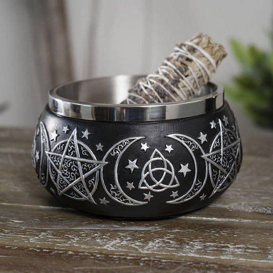 Triple Moon Resin Smudge Ritual Offering Bowl