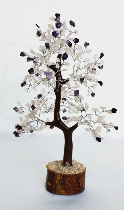 Gemstones Tree |Amethyst with Rose Quartz | Mix Crystal Tree