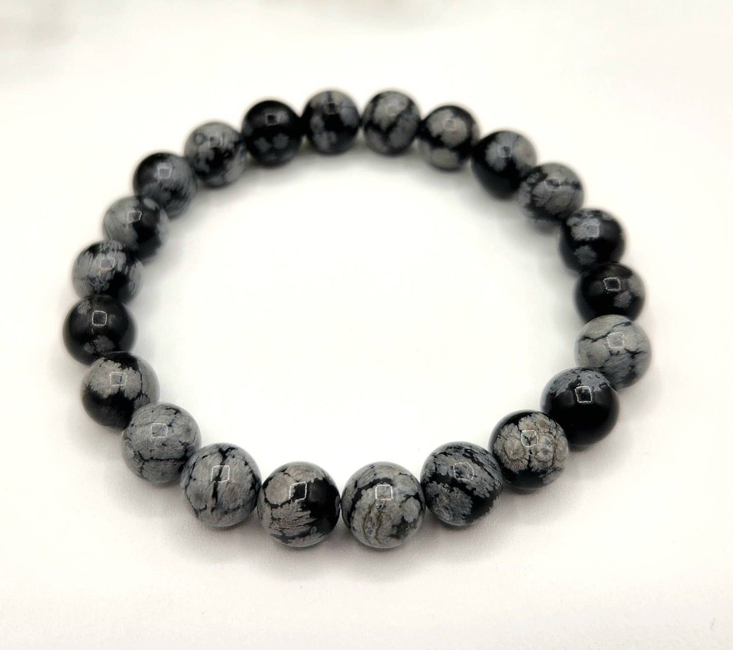 Snowflake Obsidian 8mm (5 Pack) Stretchable Bracelet-7.5"L