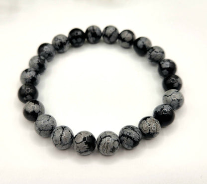 Snowflake Obsidian 8mm (5 Pack) Stretchable Bracelet-7.5"L