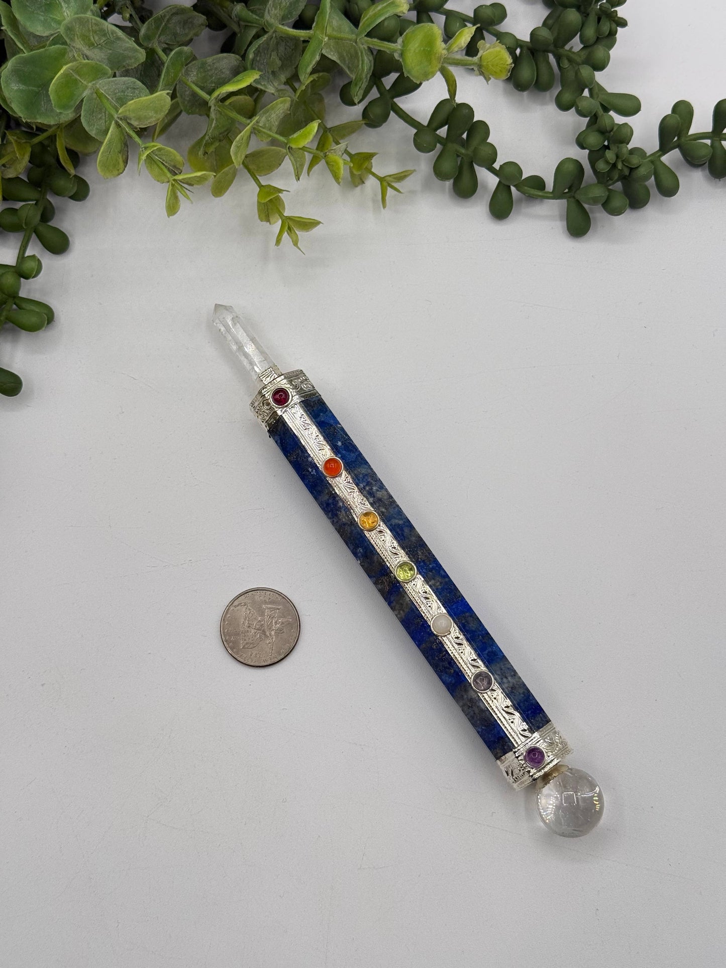Lapis Lazuli Chakra Healing Wands with Clear Quartz Point