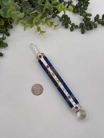 Lapis Lazuli Chakra Healing Wands with Clear Quartz Point