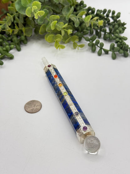 Lapis Lazuli Chakra Healing Wands with Clear Quartz Point