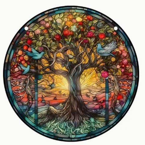 Acrylic Suncatcher - Tree of Life - Colored Fruit