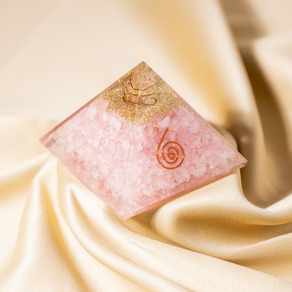 Orgone Pyramid | Rose Quartz with Crystal Point Pyramid