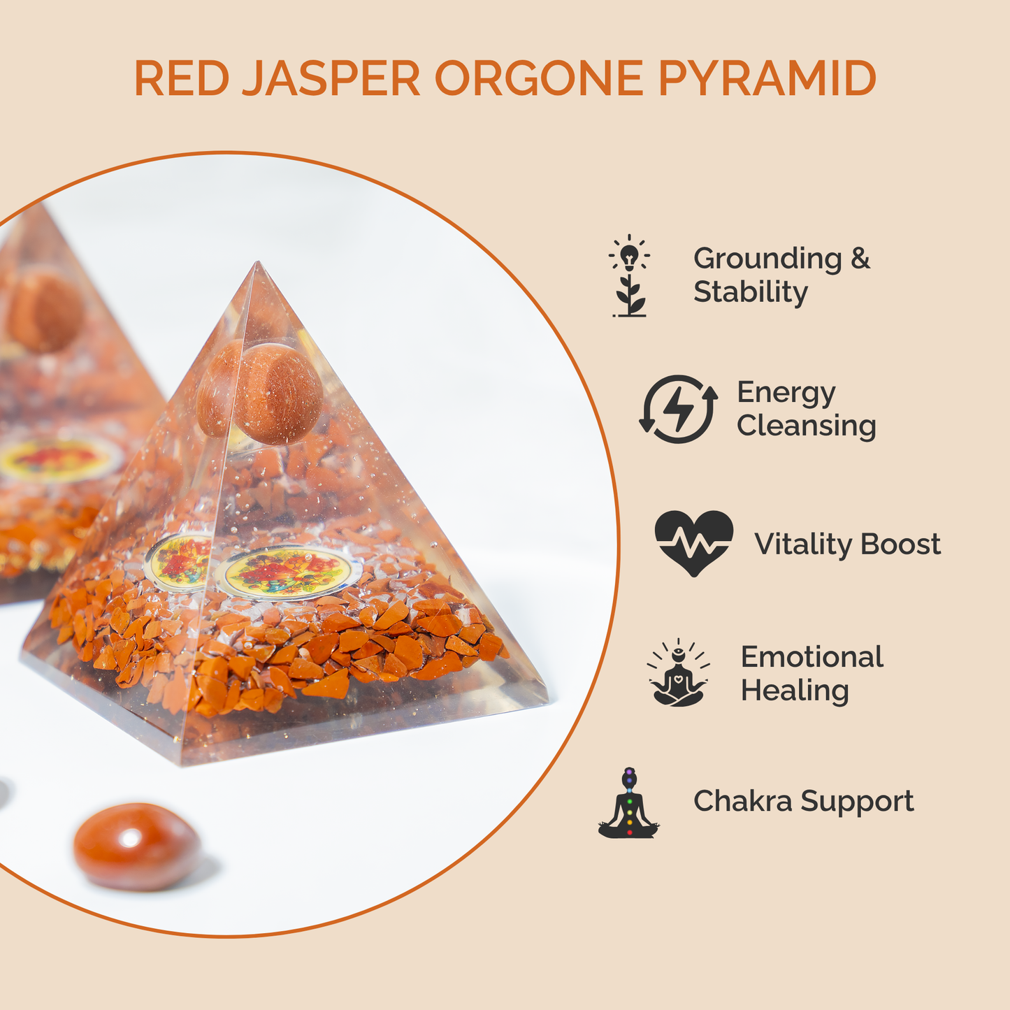 Orgone Pyramid | Red Jasper Pyramid | Crystal Energy Pyramid