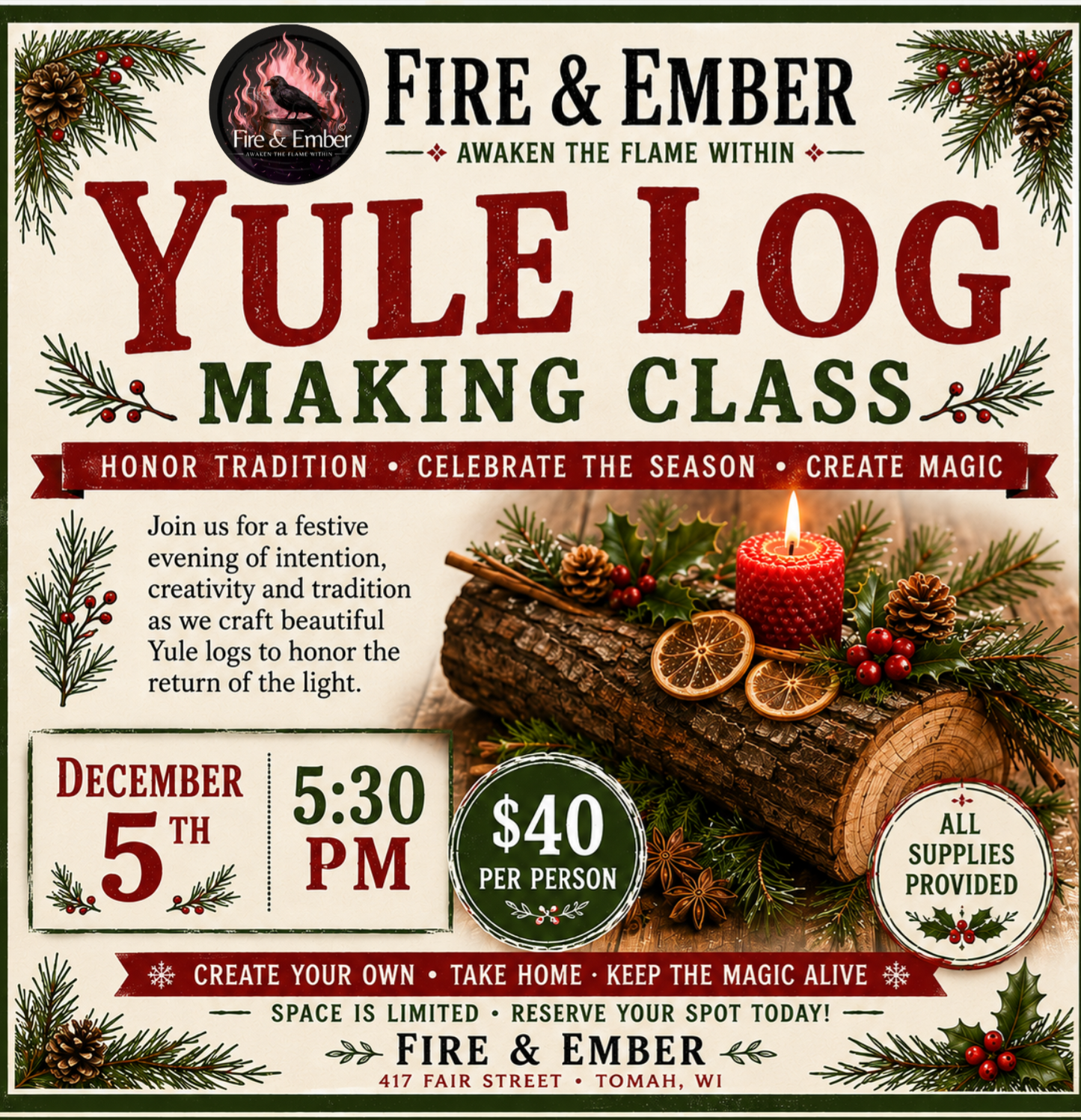 🪵✨ Yule Log Making Class ✨🪵